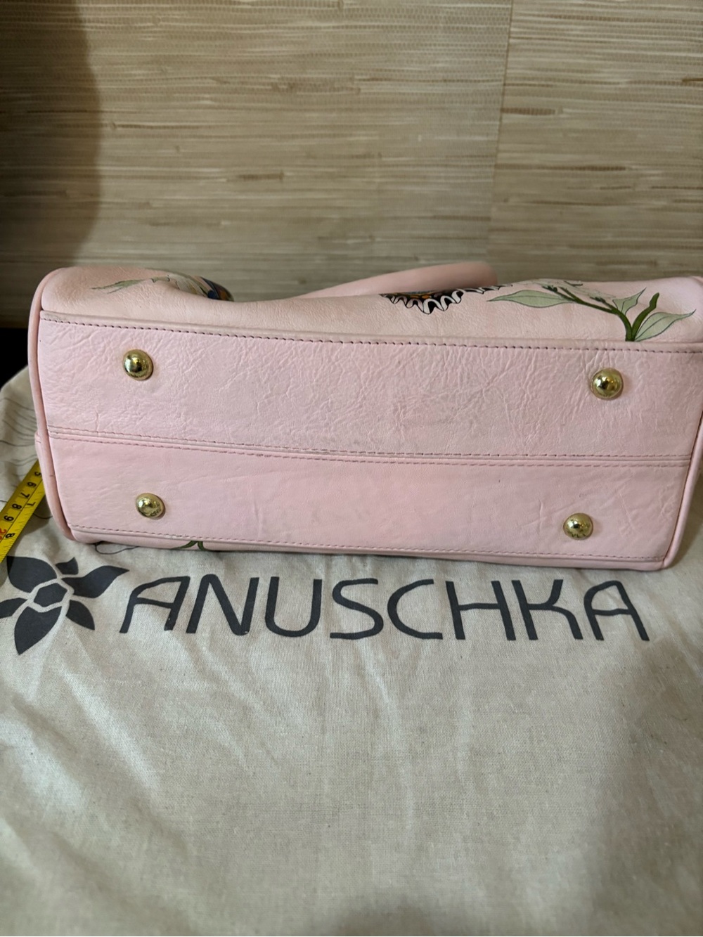 Anuschka Pink Hand-Painted Floral & Butterfly Satchel - Picture 6 of 12